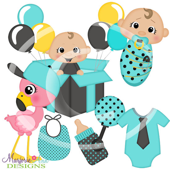 Flamingo Baby Shower Boy SVG Cutting Files Includes Clipart - Click Image to Close
